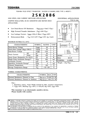 2SK2886 Datasheet PDF Toshiba