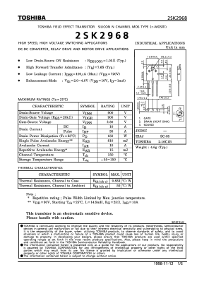 K2968 Datasheet PDF Toshiba