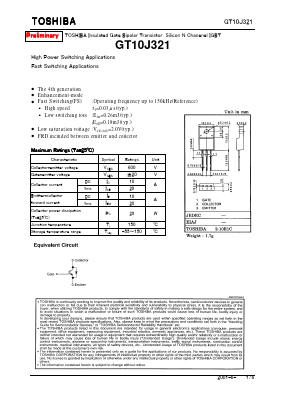 GT10J321 Datasheet PDF Toshiba