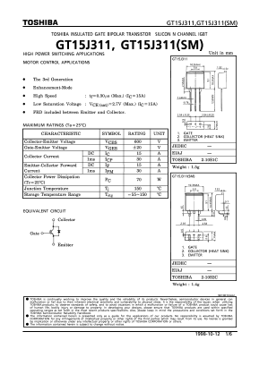 GT15J311(SM) Datasheet PDF Toshiba