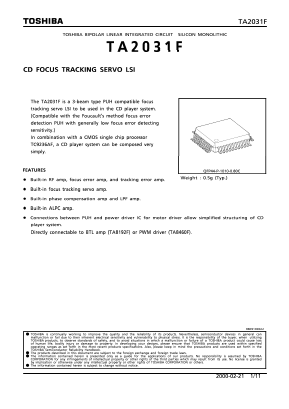 TA2031F Datasheet PDF Toshiba