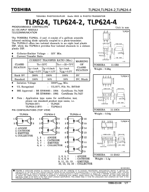 TLP624-4 Datasheet PDF Toshiba