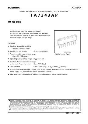 TA7343 Datasheet PDF Toshiba
