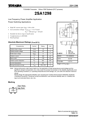2SA1298-Y,LF Datasheet PDF Toshiba