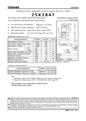 2SK2847 Datasheet PDF Toshiba