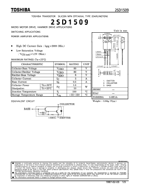 2SD1509 Datasheet PDF Toshiba