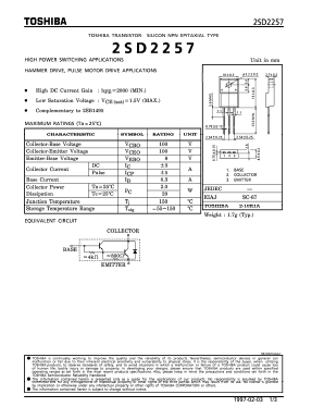 2SD2257 Datasheet PDF Toshiba