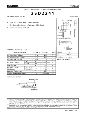 2SD2241 Datasheet PDF Toshiba