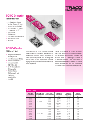 TET4812 Datasheet PDF Traco Power