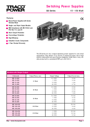 SXI100-24S Datasheet PDF Traco Power