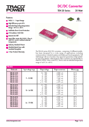 TEN20-1223 Datasheet PDF Traco Power