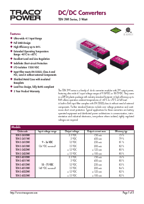 TEN3-2410WI Datasheet PDF Traco Power