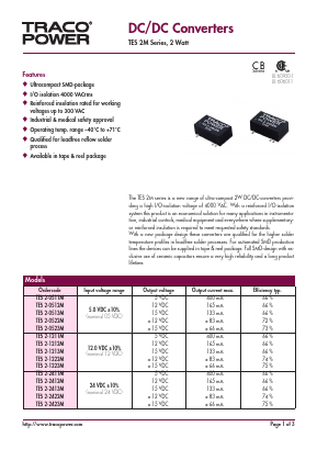 TES2-1222M Datasheet PDF Traco Power