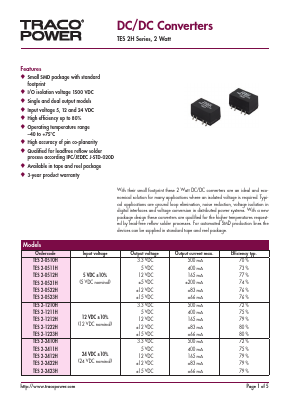 TES2-0522H Datasheet PDF Traco Power