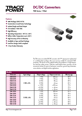 TSM1209S Datasheet PDF Traco Power