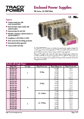 TXL100-24S Datasheet PDF Traco Power