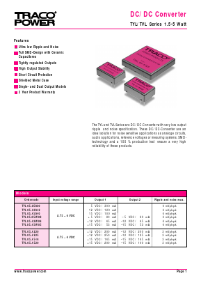 TYL05-1520 Datasheet PDF Traco Power
