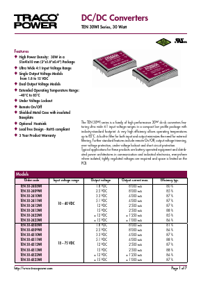 TEN30-2423WI Datasheet PDF Traco Power