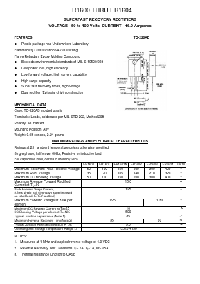 ER1603 Datasheet PDF Transys Electronics Limited