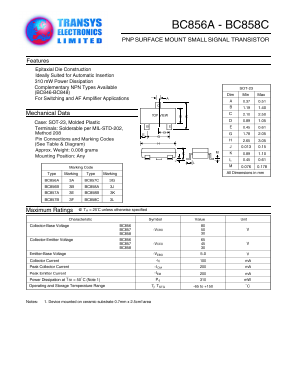 BC856B Datasheet PDF Transys Electronics Limited