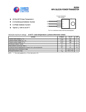 BUX84 Datasheet PDF Transys Electronics Limited