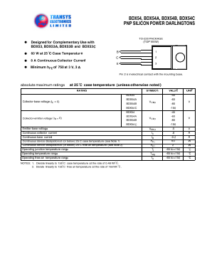 BDX54 Datasheet PDF Transys Electronics Limited