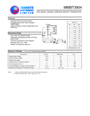 MMBT3904 Datasheet PDF Transys Electronics Limited