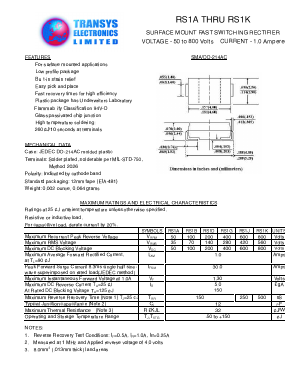 RS1A Datasheet PDF Transys Electronics