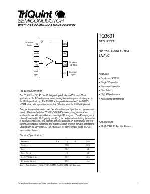 TQ3631 Datasheet PDF TriQuint Semiconductor