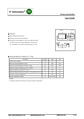 1N4150W Datasheet PDF TY Semiconductor