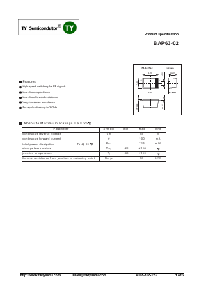 BAP63-02 Datasheet PDF TY Semiconductor