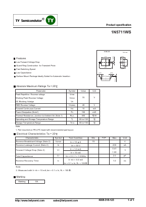 1N5711WS Datasheet PDF TY Semiconductor