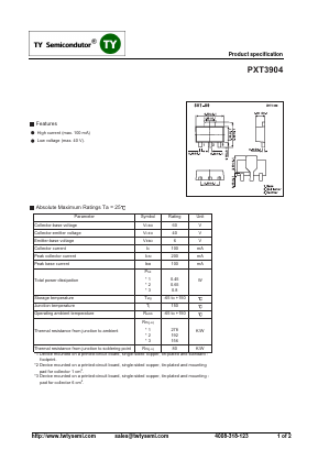PXT3904 Datasheet PDF TY Semiconductor