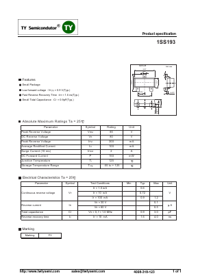 1SS193 Datasheet PDF TY Semiconductor