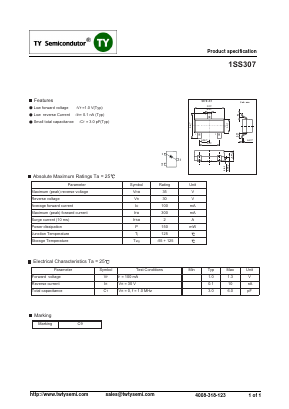 1SS307 Datasheet PDF TY Semiconductor