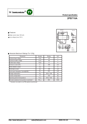 2PB710A Datasheet PDF TY Semiconductor