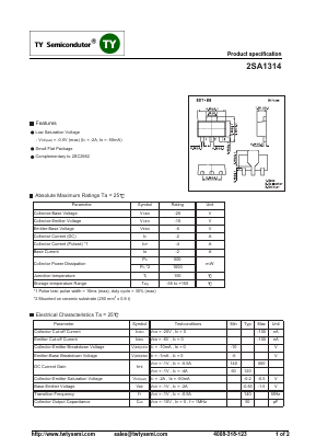 A1314 Datasheet PDF TY Semiconductor
