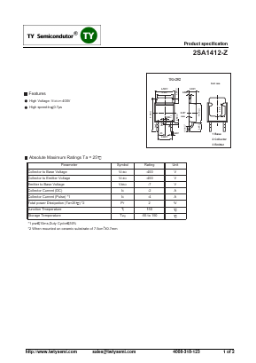 A1412-Z Datasheet PDF TY Semiconductor