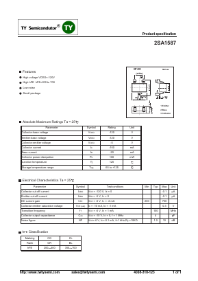 A1587 Datasheet PDF TY Semiconductor