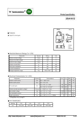 2SA1612 Datasheet PDF TY Semiconductor