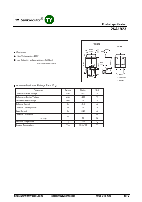 A1923 Datasheet PDF TY Semiconductor