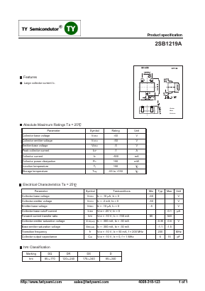 2SB1219A Datasheet PDF TY Semiconductor