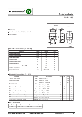 B1266 Datasheet PDF TY Semiconductor