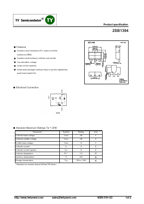 2SB1394 Datasheet PDF TY Semiconductor