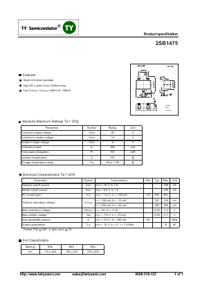 2SB1475 Datasheet PDF TY Semiconductor