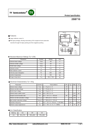 2SB710 Datasheet PDF TY Semiconductor