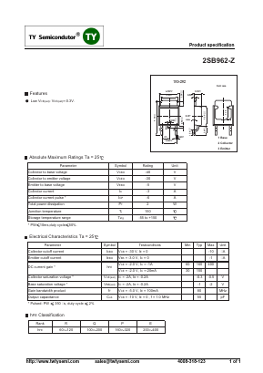2SB962-Z Datasheet PDF TY Semiconductor