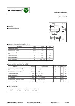 2SC2463 Datasheet PDF TY Semiconductor