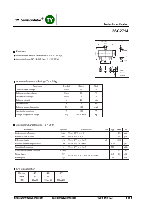 2SC2714 Datasheet PDF TY Semiconductor