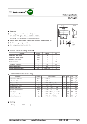 C3663 Datasheet PDF TY Semiconductor